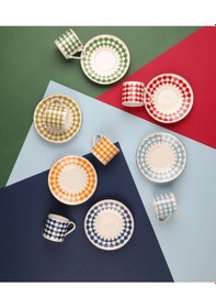 Resim Porser Peyda Mix Kahve Fincan Takımı 80cc 6 Kişilik 12 Parça Çok Renkli 