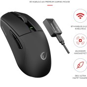 Resim Rampage ZENITH PRO 4K BT+Wired+2.4G Siyah Kablosuz PAW3395 NORDIC 52833 MCU Gaming Oyuncu Mouse 