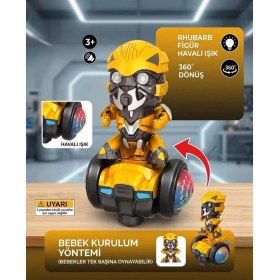 Resim Farbu Oyuncak Sesli Müzikli Işıklı Bumblebee Temalı 360° Dönebilen Dans Eden Robot Figürlü Oyuncak Araba 