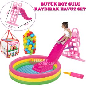 Resim DOLU OYUNCAK Kaydırak Büyük Boy Kaydırak Havuz Set Saklama Kutulu 