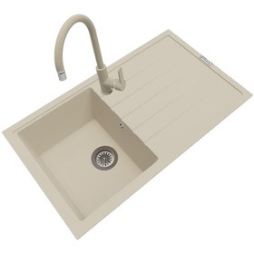 Resim Polex Cristal Lux Granit Eviye P-03+Swan-3 Bej 