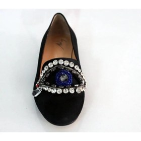 Resim Lacivert Hakiki Deri-süet Taşlı Kadın Babet Lacivert 