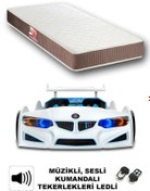 Resim supercarbeds Bmw - Eko - Arabalı Yatak Araba Karyola - Full - Elif Iç Yatak 90x190 Cm - Beyaz 