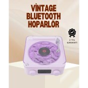 Resim TE Dükkan Buğz Retro Pikap Hoparlör – Şarjlı Kablosuz Projektör ve Gece Lambası 