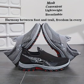 Resim Erkek Nefes Alabilen Mesh Slip-On Spor Ayakkabıları - Kaymaz, Dayanıklı, Yürüyüş, Kamp ve Dağcılık İçin | Sivri Burun, Nefes Alabilen Kumaş Üst, Kauçuk Taban, Bahar, Yaz ve Sonbahar İçin Mükemmel 