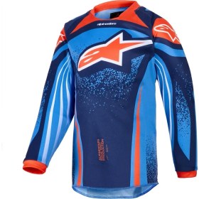 Resim Alpinestars Kid Racer Nomur Çocuk Off-Road Motosiklet Jerseyi Mavi Kırmızı 