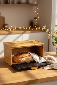 Resim Amandus Lignum - Bambu Ekmeklik Ekmek Saklama Kabı Ekmek Kutusu Ekmek Sepeti Siyah 34 x 20 