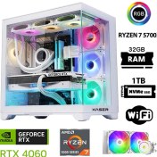Resim Xaser Sword X32 White Pro Ryzen 7 5700X 32GB Ram 1tb M.2 Nvme SSD 8gb RTX4060 Sıvı Soğutmalı Oyuncu Bilgisayarı 