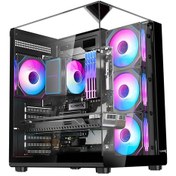 Resim Turbox Teras Akvaryum Cam Tasarım 4x Rgb Fan 500w Psu Usb 3.0 Atx Oyuncu Bilgisayar Kasası 