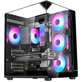 Resim Turbox Teras Akvaryum Cam Tasarım 4x Rgb Fan 500w Psu Usb 3.0 Atx Oyuncu Bilgisayar Kasası 