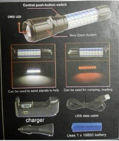 Resim Gold Silver Gs-9880 Zoomlu Şarjlı Işıldak El Feneri 