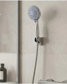 Resim Çok Fonksiyonlu 4 Kademeli El Duşu Seti Spiral Hortumlu Banyo Duş Başlığı Gri 