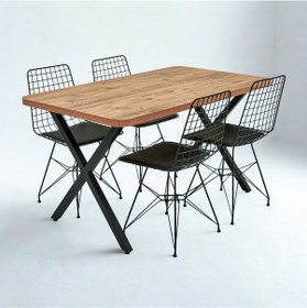 Resim Modern Çarpı Ayak Dikdörtgen Yemek Masası Atlantik 140x80x75 Cm Atlantik - Çam 