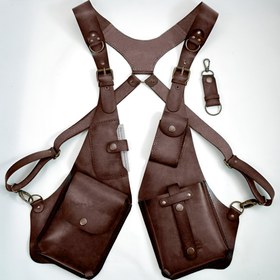 Resim Steampunk Aksesuarı] Erkekler & Kadınlar için Vintage Kahverengi Askılı Çanta - Ayarlanabilir Askılar, Çoklu Cepler, Cep Telefonu Tutucu, Dış Mekan, Seyahat & İş için Steampunk Tarzı Aksesuar, Çok Yönlü Taşıma Çantası | Retro Tarz Çanta | Dayanıklı Omuz Çantası 