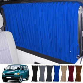 Resim Oto Pandami Volkswagen T4 - Transporter / Caravelle Uzun Şase 1990-2003 Uyumlu Mavi Raylı Oto Perde Takımı 