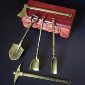 Resim 5 adet Mini Metal Kazma Araçları Seti, Çekiç, Kürek, Kürek, Küçük Ölçekli Model Dekoratif Figürler Koleksiyoncular ve Hobiçiler için 