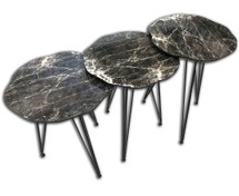 Resim Zigon PAPATYA Model Metal Siyah V Ayak Siyah Mermer Tabla El Yapım 