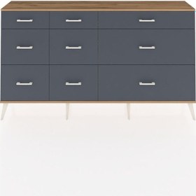 Resim Arges Konsol 9 Çekmeceli 176x30x99 Çam-çam/antrasit Atlas Çam/antrasıt - Atlas Çam 