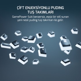 Resim Gamepower Suki Kırmızı Switch Kablolu Türkçe Q 104 RGB Mekanik Gaming Klavye 
