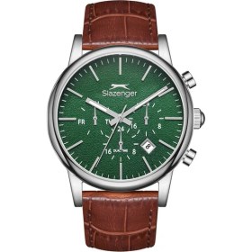 Resim Slazenger SL.09.2481.2.04 Quartz Deri Kahverengi Yeşil Kadran 40 mm Erkek Kol Saati 