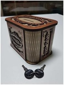 Resim Tip Box Bahşiş Tip Kutusu Ahşap Kumbara Anahtarlı Kilitli 