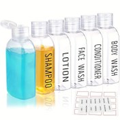 Resim 6 adet TSA Onaylı Sızdırmaz Seyahat Şişeleri 3.4oz - Açık PET Plastik Doldurulabilir Tuvalet Malzemeleri Kapları ile Kapaklar, RFID Engelleme ve Etiketli Şişeler için Şampuan, Saç Kremi, Vücut Yıkama - Seyahat, Kamp, Spor Salonu Temel Gereksinimleri için Taşınabilir, Spor Salonu Tuvalet Depolama | Net Seyahat Şişeleri | Sızdırmaz Tasarım 