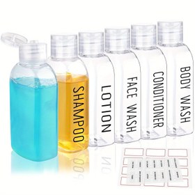 Resim 6 adet TSA Onaylı Sızdırmaz Seyahat Şişeleri 3.4oz - Açık PET Plastik Doldurulabilir Tuvalet Malzemeleri Kapları ile Kapaklar, RFID Engelleme ve Etiketli Şişeler için Şampuan, Saç Kremi, Vücut Yıkama - Seyahat, Kamp, Spor Salonu Temel Gereksinimleri için Taşınabilir, Spor Salonu Tuvalet Depolama | Net Seyahat Şişeleri | Sızdırmaz Tasarım 
