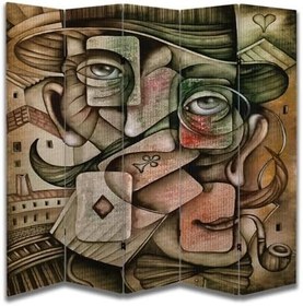 Resim Soyut Tasarımlı Özel Tasarım Paravan Room Divider 180 x 200 cm 