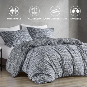 Resim Comfort Spaces İkiz Yorgan Seti, Dört Mevsim Gri Yurt Yatak Takımı, Ultra Yumuşak 2 Parça, Çift Taraflı Yorgan, 1 Uyumlu Kılıflı, Bakımı Kolay, Makinede Yıkanabilir, İkiz/İkiz XL 