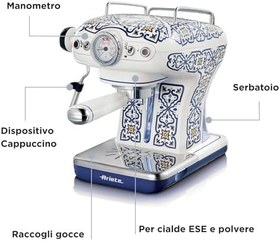 Resim Ariete Capri Espresso Kahve Makinesi 1389/1C - Maxi Cappuccino Cihazı, Süt Köpürtme Başlığı, 850 Watt, 0,9 Litre Çıkarılabilir Su Tankı, Çıkarılabilir Damlama Tepsisi ve Bardak Tutucu 