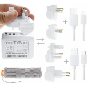 Resim Coofbe Universal Seyahat Şarj Adeptörü ve Iphone+Micro Şarj Kablosu 3in1 Şarj Kablosu ve Şarj Başlık 