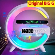 Resim Big G Çok Fonksiyonlu Kablosuz Şarj Cihazı Hoparlör Stereo RGB Atmosfer Işık Değiştirilebilir Uyanma Işığı Alarm Saat Fonksiyonu, Yatak Odası Ofis'te Tüm Kablosuz Şarj Cihazlarını Destekleyen Cep Telefonları İçin Uygun, Arkadaşlarınıza ve Ailenize İyi Bir Hediye Noel 