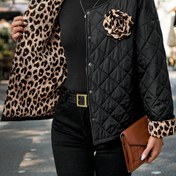 Resim Büyük Beden, Kadınlar için Şık Kışlık Ceket 3D Gül Desenli - Beyaz & Altın Yaka Kaban, Düğünler, Partiler & Resmi Etkinlikler için Elde Yıkanabilir Yuvarlak Yaka Blazer - Lüks Soğuk Hava Dış Giyim 