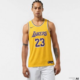 Resim Nike Los Angeles Lakers Icon Erkek Sarı Basketbol Forması 