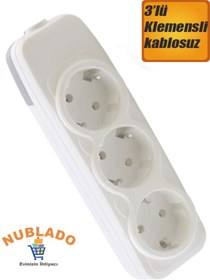 Resim NUBLADO 3'lü Grup Priz Anahtarsız Kablosuz Başlık Klemensli Üçlü Piriz. 