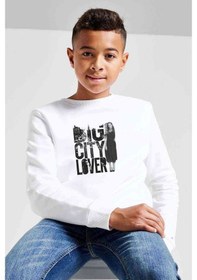 Resim Big City Lover Baskılı Unisex Çocuk Beyaz Sweatshirt (534768137) Beyaz 