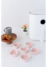 Resim Onikiden SL11 Tüm Hava Fritözleriyle Uyumlu Airfryer Silikon Kalp Muffin Kek Kalıbı 6'lı 