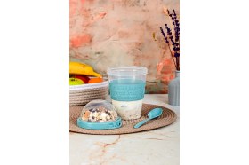 Resim Kaşıklı Diyet Bardağı Taşınabilir Yemek Saklama Yoğurt Kabı Turkuaz 7167651 