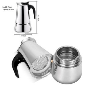 Resim Paslanmaz Çelik Ocak Üstü 9 Cup Fincan Moka Pot Espresso Cin285-9 