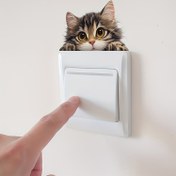 Resim Sevimli Kedi Yavrusu Duvar Çıkartmaları - Yatak Odası Banyo Dekoru için Çıkarılabilir Kendinden Yapışkanlı Yeniden Kullanılabilir Plastik Stickerlar, Sevimli Bakın Kedili Klasik Dikdörtgen Tasarım, Kolayca Yapıştır & Soy Ev Dekorasyonu, Eğlenceli Dekor Aksanı 