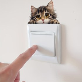 Resim Sevimli Kedi Yavrusu Duvar Çıkartmaları - Yatak Odası Banyo Dekoru için Çıkarılabilir Kendinden Yapışkanlı Yeniden Kullanılabilir Plastik Stickerlar, Sevimli Bakın Kedili Klasik Dikdörtgen Tasarım, Kolayca Yapıştır & Soy Ev Dekorasyonu, Eğlenceli Dekor Aksanı 