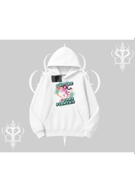 Resim Kapşonlu Sweatshirt Oversize Anime Kız Desenli Japon Stil Beyaz 
