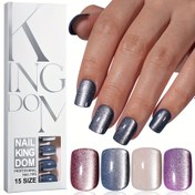 Resim 120 adet Kedi Gözü Takılabilir Tırnaklar Tam Yapışkan Uzun Ömürlü Mavi Kırmızı Gümüşümsü Üzüm Yapay Tırnaklar Yeniden Kullanılabilir Kısa Kare Kedi Gözü Tırnak Levhaları 