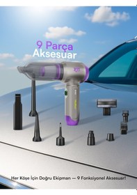 Resim 7go 7gab-02 Kablosuz Araç İçi Süpürge 18.000pa Güçlü Emiş Fırçasız Motor 6000mah Batarya Toz 