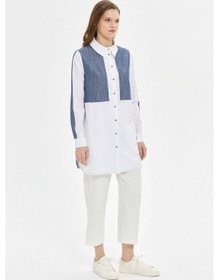 Resim Esswaap Denim Kombinli Koton Tunik Laci Lacivert 