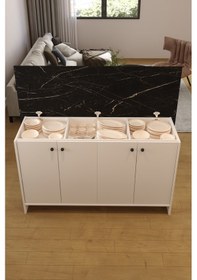 Resim Ae-2080 Patentli Ayder Mutfak Adası Beyaz/s.mermer Raflı,çok Amaç 