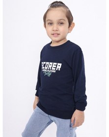 Resim Toontoy Kids Toontoy Erkek Çocuk Relax Fit Bisiklet Yaka Baskılı Sweatshirt - 2 İplik Lacivert 