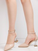 Resim FORS SHOES Kadın Ten Bej Cilt Klasik Topuklu Ayakkabı 7,5 Cm 