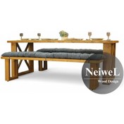 Resim Neiwel Leis Doğal Ahşap Banklı Mutfak Ve Yemek Masası Takımı-100-280 Takım Açık Ceviz 