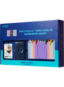 Resim Instax Mini Link 2 Uzay Mavisi Akıllı Telefon Yazıcısı Bundle Box 
